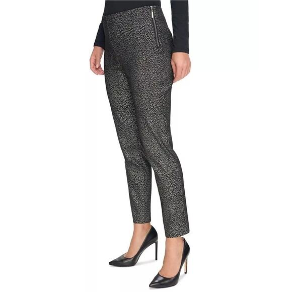 DKNY Women Black/Silver Animal Printed Low Rise Skinny Ankle Pants Size US 14 - Picture 4 of 5